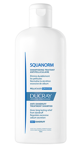 En flaske Squanorm shampoo til skæl 